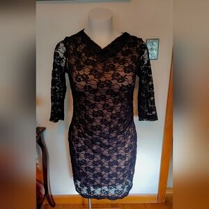 Coldwater Creek Black Lace 3/4 Sleeve Dress